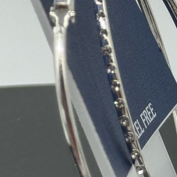 Sensitive Ears Silver Hoop Earrings With CZ Accents 2.5 inch - Picture 5 of 5